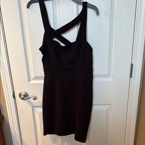 BCBGeneration Black One Shoulder Sheath Dress Cocktail